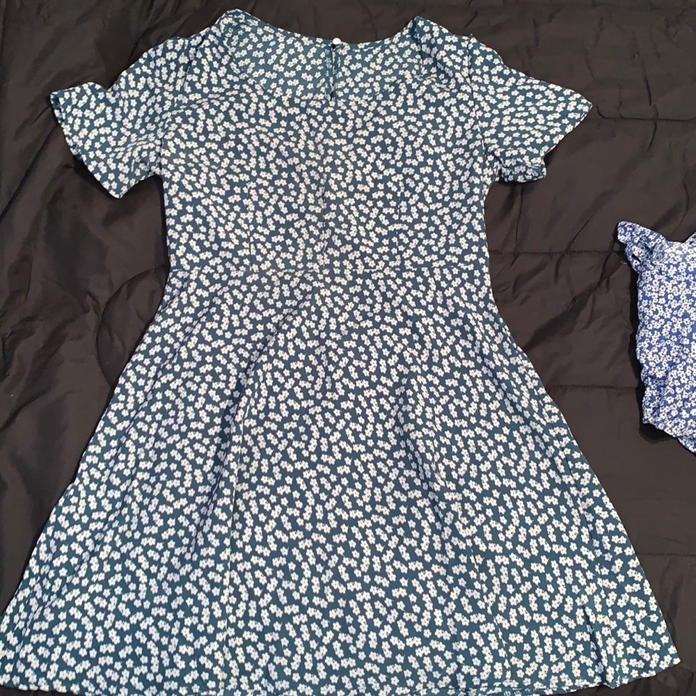 Green and white floral dress